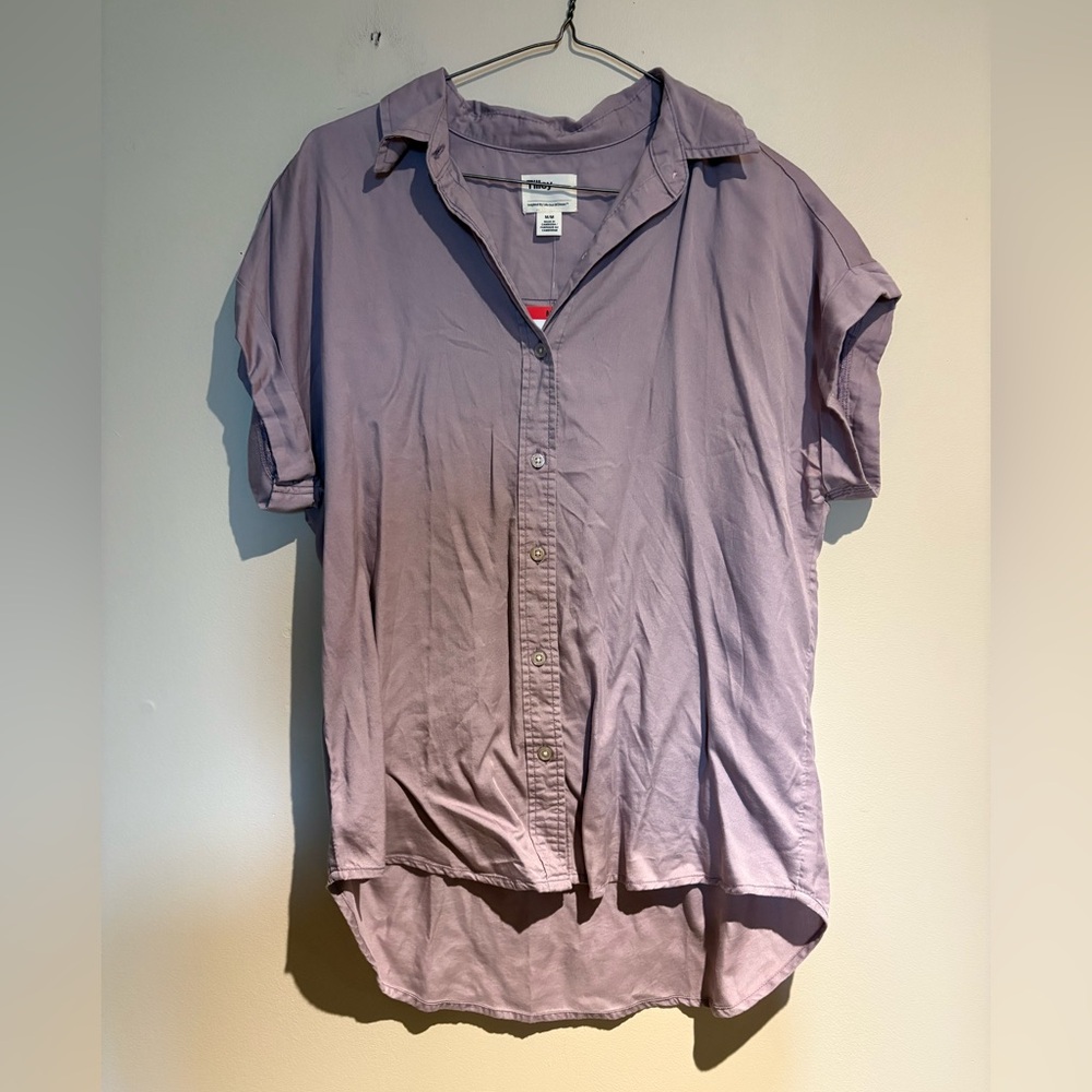 Tilley Short Sleeve Button Down Shirt Tencel Size Medium NWT High-Low